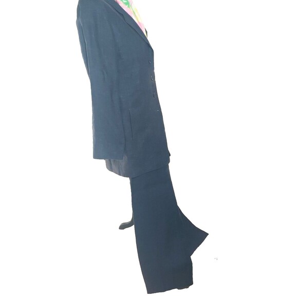 Linda Allard Ellen Tracy Blue Linen Jacket Pant Suit Women's Size 10 Long - Picture 4 of 16